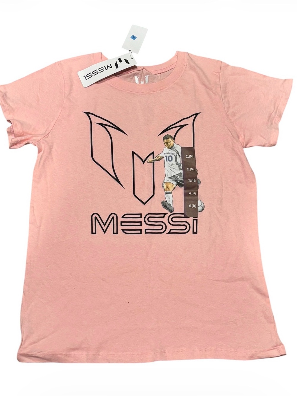 Messi Kids' Short Sleeve Graphic Tee in Light Pink